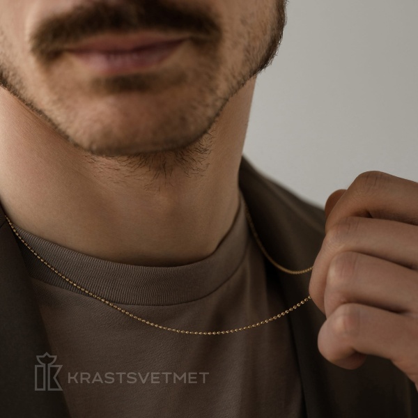 Цепь из желтого золота 585, плетение «Перлина»